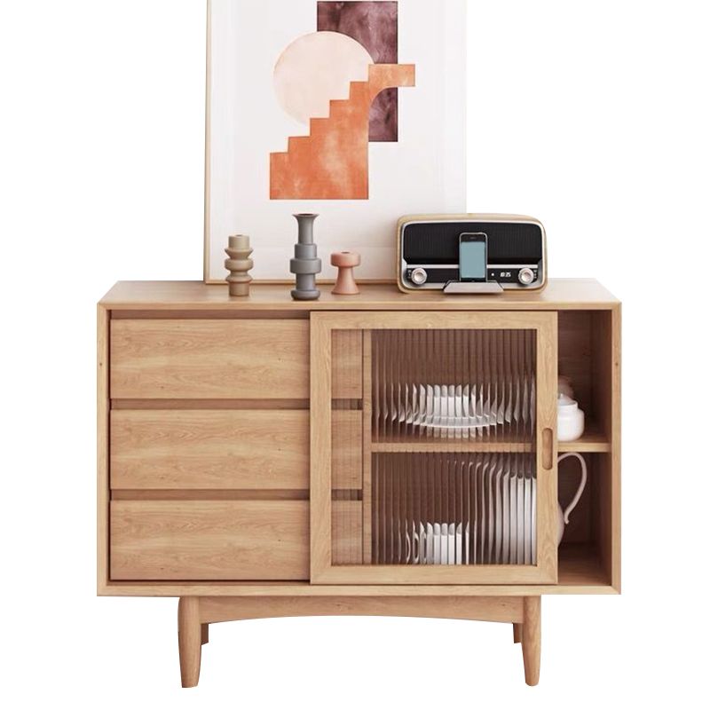 Modern Rectangle Sideboard Wooden Sideboard Cabinet with Sliding Door Clearhalo 'buffet_sideboard' 'Buffets & Sideboards' 'furn' 'furn_buffet_sideboard' 'Furniture' 'Kitchen & Dining Furniture' 1200x1200_c2a80487-b01b-4da7-a480-83f080932219