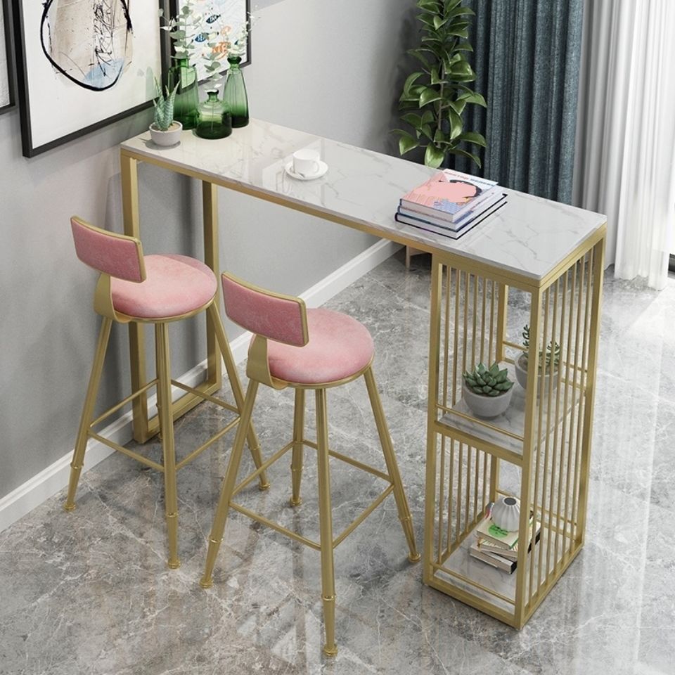 Bancone della barra del rettangolo glam nordico contropiede con gambe metalliche