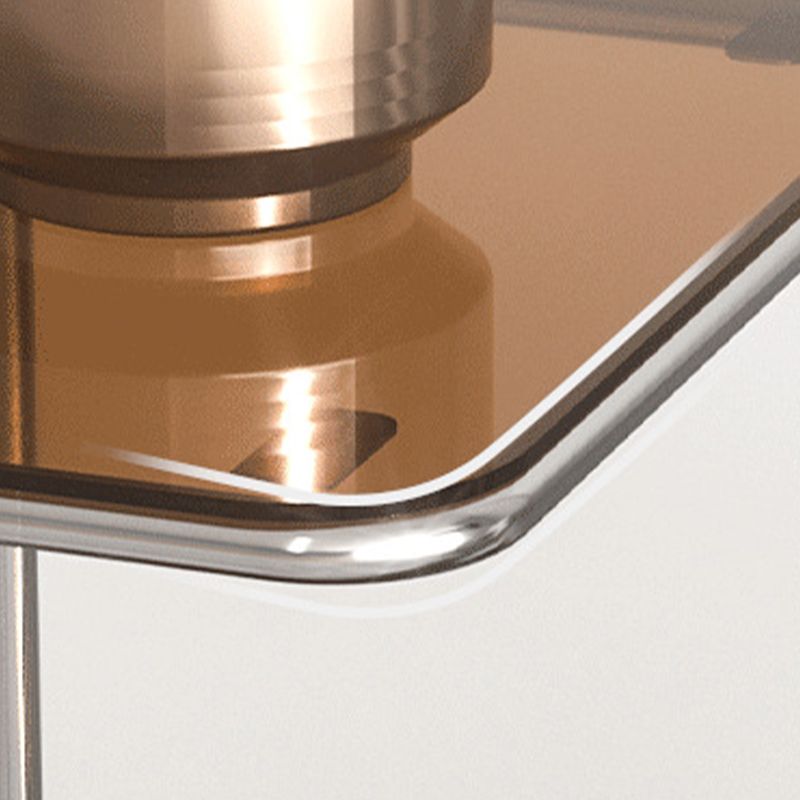 Tablero de vidrio de mesa lateral modernista con mesa auxiliar de 3 niveles cuadrados de almacenamiento