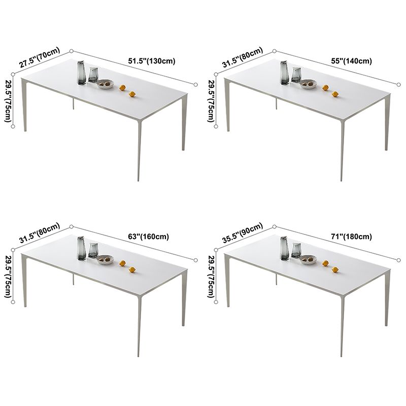 Modern White Rectangle Shape Dining Table Sintered Stone Kitchen Dining Table with 4 Legs Base Clearhalo ' dining_table' 'Dining Tables & Seating' 'Dining Tables' 'Furniture' 'furniture_dining_table' 'Kitchen & Dining Furniture' 'kitchen&dining_furn' 'kitchen' 'kitchen_dining_table' 1200x1200_c2a8c509-0cfe-4be1-bd9f-ad02e5d3cfac