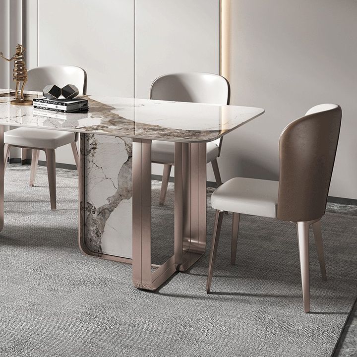 Rectangle Sintered Stone Top Table Contemporary Metal Base Dining Table Clearhalo 'Dining Tables & Seating' 'Dining Tables' 'dining_table' 'furn' 'furn_dining_table' 'Furniture' 'Kitchen & Dining Furniture' 1200x1200_c2a9a976-a2b1-4544-b615-0976a516161d