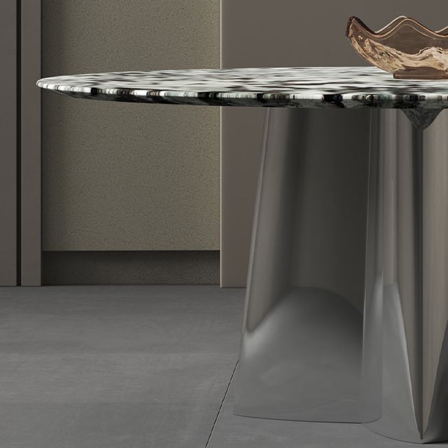 Glam Round Marble Top Dining Table with Metal Pedestal Base for Home Clearhalo 'Dining Tables & Seating' 'Dining Tables' 'dining_table' 'furn' 'furn_dining_table' 'Furniture' 'Kitchen & Dining Furniture' 1200x1200_c2aa7bcc-79f7-4ea8-8e13-299b2bf53614