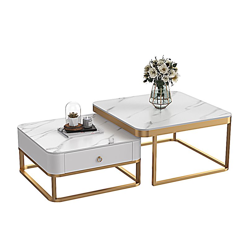 Glam Frame Coffee Table Slate/Glass Top Coffee Cocktail Table with Drawers Clearhalo 'Coffee & Accent Tables' 'Coffee Tables' 'coffee_tables' 'furn' 'furn_coffee_tables' 'Furniture' 'Living Room Furniture' 1200x1200_c2acbb01-e5e7-4eea-a9ff-e52bd9d9dcf6