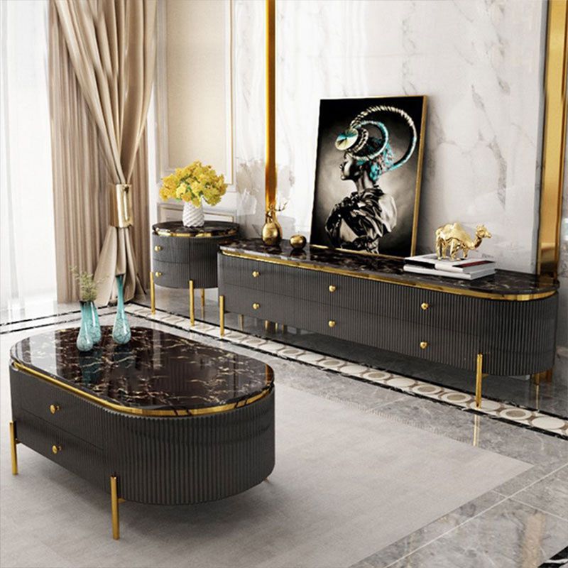 Marble Top TV Stand Modern Style Oval TV Cabinet with Drawers Clearhalo 'furn' 'furn_tv_stands_entertainment_centers' 'Furniture' 'Living Room Furniture' 'TV Stands & Entertainment Centers' 'TV Stands & Media Storage Furniture' 'tv_stands_entertainment_centers' 1200x1200_c2af05fe-f8bc-4c96-893e-a6611ca01535