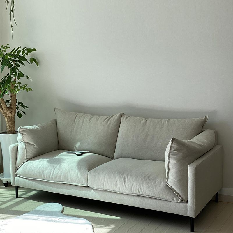 Modern Linen Square Arm Sofa with Bolster Pillows for Living Room, Apartment Clearhalo 'furn' 'furn_sofas' 'Furniture' 'furniture_sofas' 'kitchen' 'kitchen_sofas' 'Living Room Furniture' 'Sofa' 'sofas' 1200x1200_c2b01914-b203-4d77-84e9-3cd7693fb97c
