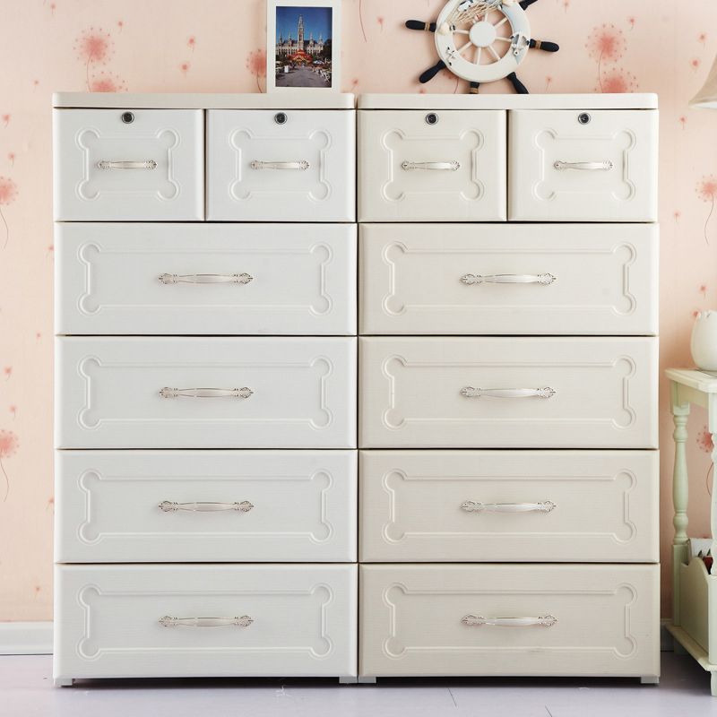 Armadio di stoccaggio in plastica con gambe armadio del guardaroba moderno con cassetto