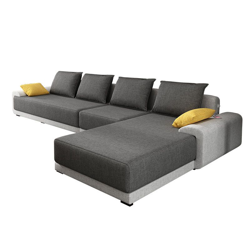 L-Shape Pillowed Back Cushions Pillow Top Arm Sectional with Slipcovered Clearhalo 'furn' 'furn_sectionals' 'Furniture' 'furniture_sectionals' 'Living Room Furniture' 'Sectionals' 1200x1200_c2b20c3c-473a-4cc8-a453-c78393c3d262