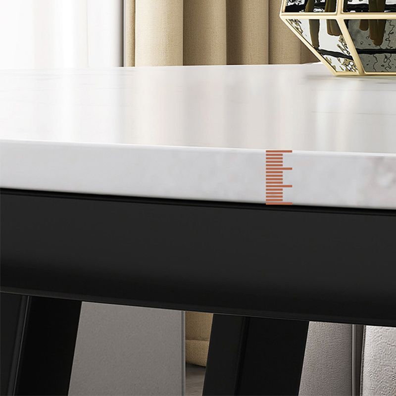 Glam Slate Round Cocktail Table in White 17.7" H Frame Coffee Table