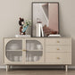 Solid Wood Glass/Rattan Door Cabinet Mid Century Beige Chest with Drawers Clearhalo 'Cabinets & Chests' 'cabinets_chests' 'furn' 'furn_cabinets_chests' 'Furniture' 'Living Room Furniture' 1200x1200_c2b33211-ff12-4db4-a53f-6e9866c235da