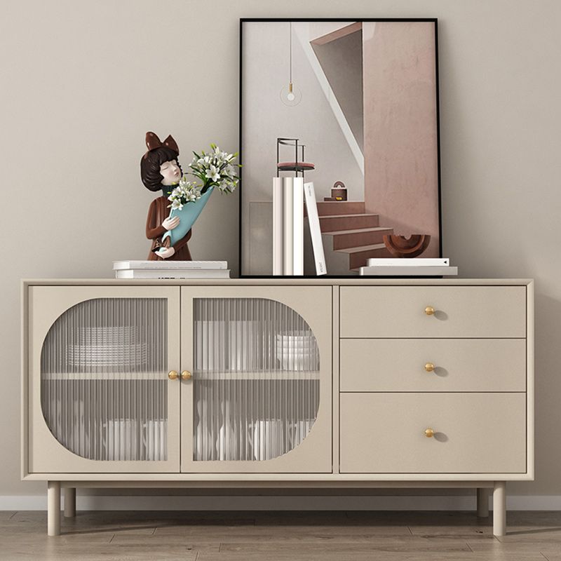 Solid Wood Glass/Rattan Door Cabinet Mid Century Beige Chest with Drawers Clearhalo 'Cabinets & Chests' 'cabinets_chests' 'furn' 'furn_cabinets_chests' 'Furniture' 'Living Room Furniture' 1200x1200_c2b33211-ff12-4db4-a53f-6e9866c235da