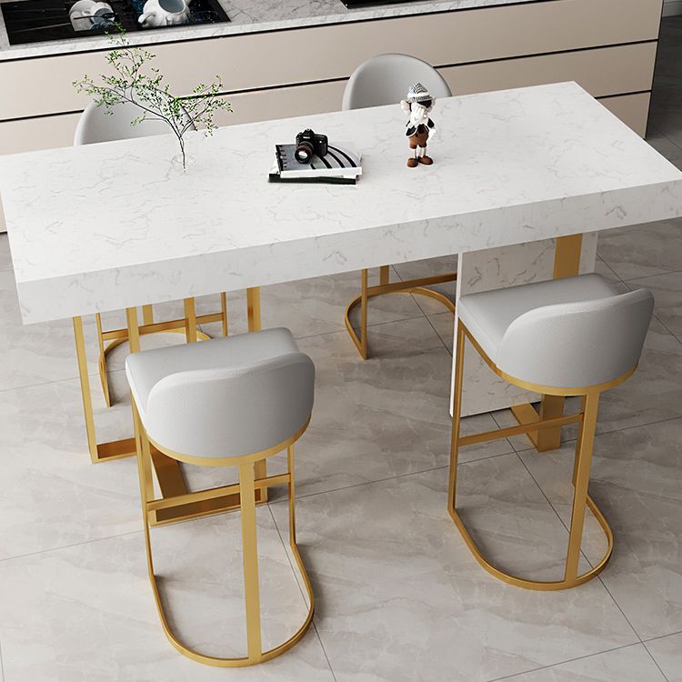 Glam Iron Bar Dining Table with White Stone Top Rectangle Indoor Bistro Table Clearhalo 'Bar Furniture' 'Bar Tables' 'bar_tables' 'furn' 'furn_bar_tables' 'Furniture' 'furniture_bar_tables' 'Kitchen & Dining Furniture' 1200x1200_c2b4a9ce-c603-4a56-915f-ce3dd011a690