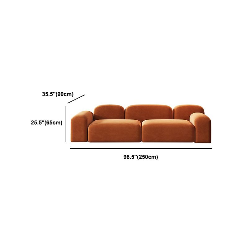 スクエアアームソファコンテンポラリーシンプルなベルベットのオレンジのシンプルなベルベットシート