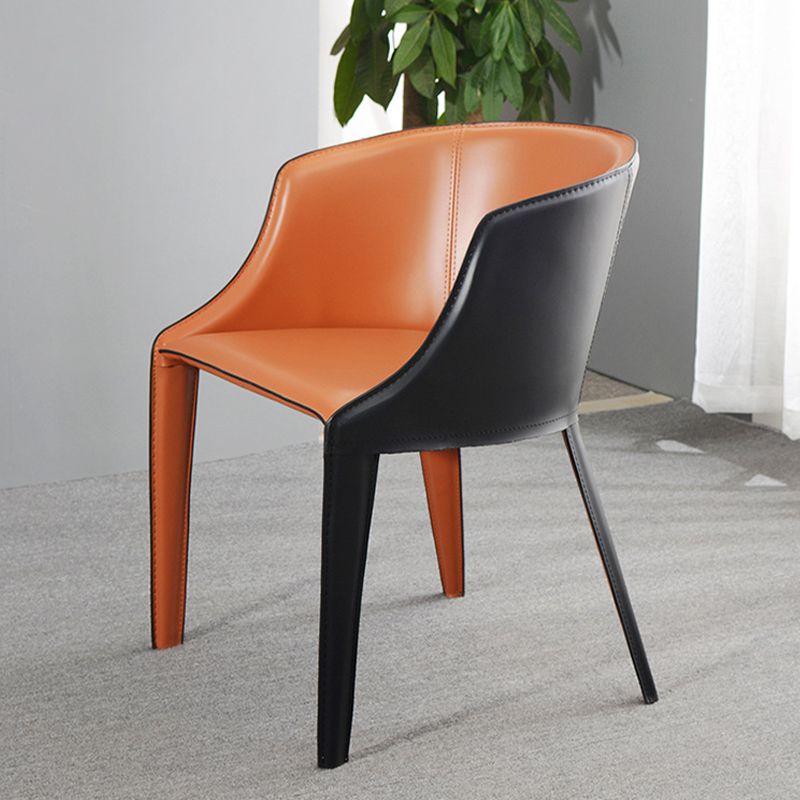 Faux Leather Kitchen Dining Chair Arm Chair in Orange and Black Clearhalo 'Dining Chairs' 'Dining Tables & Seating' 'dining_chair' 'furn' 'furn_dining_chair' 'Furniture' 'Kitchen & Dining Furniture' 1200x1200_c2b6581d-1e3a-46d8-8d98-9ae7ccec3d48