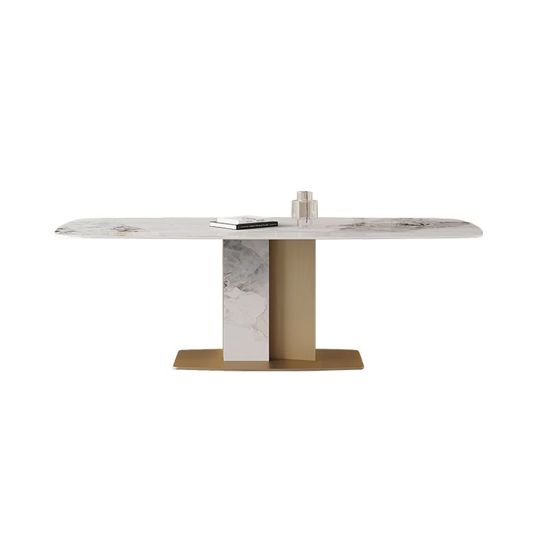 White and Gold Dining Collection Traditional Luxury Dining Pedestal Casual Table Clearhalo 'Dining Tables & Seating' 'Dining Tables' 'dining_table' 'furn' 'furn_dining_table' 'Furniture' 'Kitchen & Dining Furniture' 1200x1200_c2ba2699-eefc-425e-ac76-d445e5b39040