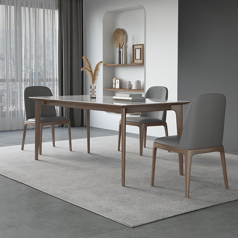 Modern Sintered Stone Top Dining Set Rectangle 1/2/3/4/5/7 Pieces Wooden Table Set
