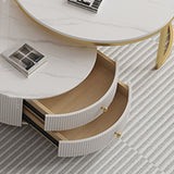 Frame Nesting Coffee Table Set Slate Glam Coffee Table with Drawers