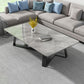 Stone and Metal Coffee Table Contemporary Coffee or End Table with Cross Legs