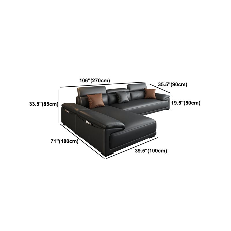 Modern Adjustable Sectional in Black Pillow Top Arm Sectional