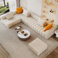 Contemporary White Sectional Sofa with Square Arms and Channel Back Clearhalo 'furn' 'furn_sectionals' 'Furniture' 'Living Room Furniture' 'Sectionals' 1200x1200_c2c0af0c-7c02-4b6c-98ac-0713e165a646