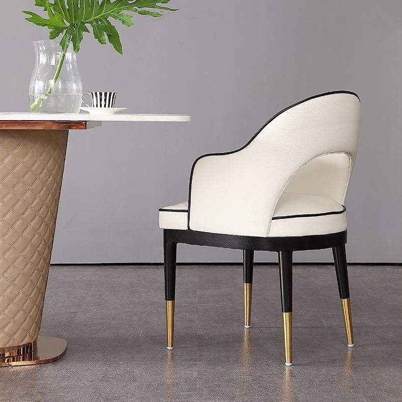 Glam -stijl armstoel houten open rug eetstoel voor keuken met gestoffeerd