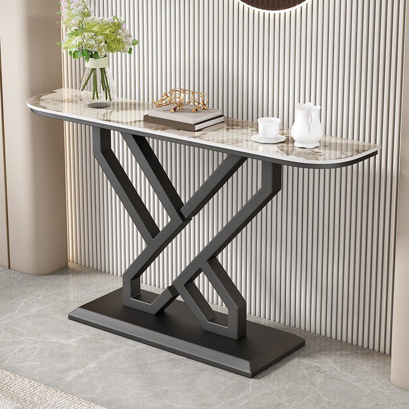 Glam Console Accent Table Antique Finish Console Table in Stone