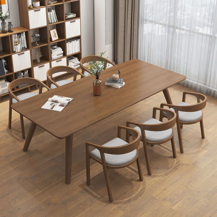 Modern Solid Wood Writing Desk Parsons Base 29.53" Tall Brown Office Desk Clearhalo 'furn' 'furn_office_desk' 'Furniture' 'Office Desks' 'Office Furniture' 'office_desk' 1200x1200_c2c39d2e-e876-4dda-87d2-bbce65f8f8b7