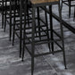Industrial Faux Leather Dining Stools Armless Bar Stools with Black Metal Base