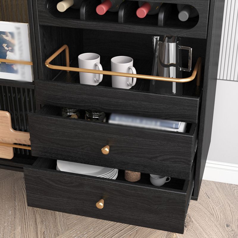 2-Drawer Engineered Wood Sideboard Glam Glass Sliding Doors Credenza with Stone Countertop Clearhalo 'buffet_sideboard' 'Buffets & Sideboards' 'furn' 'furn_buffet_sideboard' 'Furniture' 'furniture_buffet_sideboard' 'Kitchen & Dining Furniture' 1200x1200_c2c530bd-5a2e-4bb5-898f-f5783ec7b60d