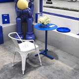 Mid-Century Round Metal End Table Dia 15.75" Pedestal Side Table