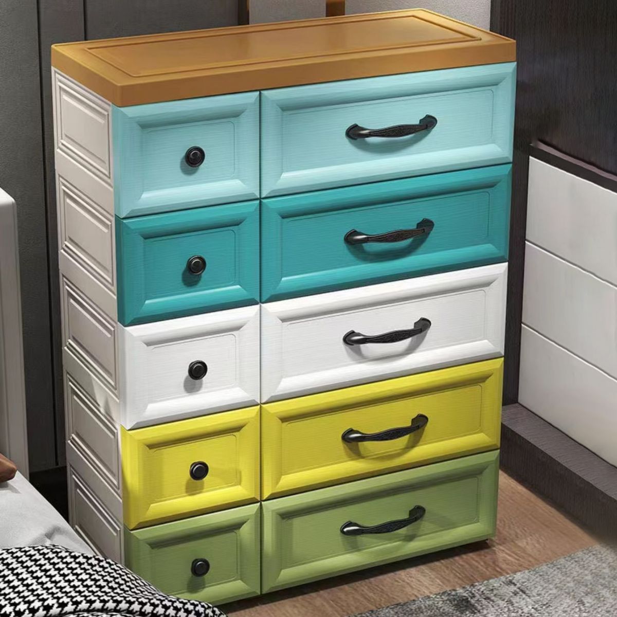 Modern Wardrobe Plastic 10-drawer Wardrobe Closet,29.53" D x 13.78" W x 39.37" H Clearhalo 'Armoires & Wardrobes' 'armoires_wardrobes' 'Bedroom Furniture' 'furn' 'furn_armoires_wardrobes' 'Furniture' 1200x1200_c2c76e61-df13-47a7-a510-e98429180ba1