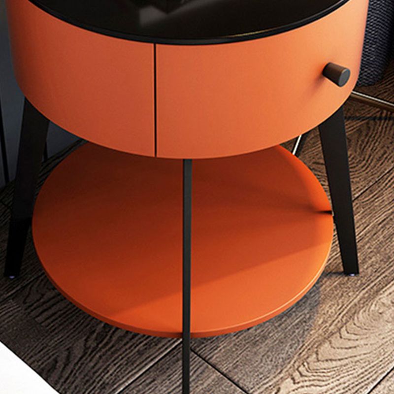 1-DRAWER/1-Shelf-Nachttischdurchmesser 17,72 "Steinrundnachttisch