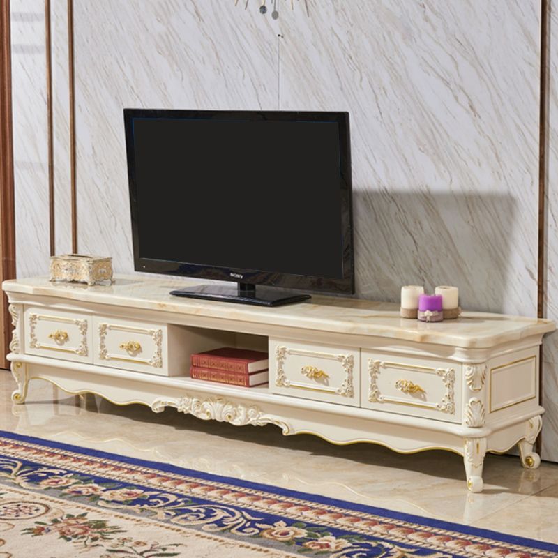 Glamber Marble TV Stand White Open Stalling TV Console con cajones
