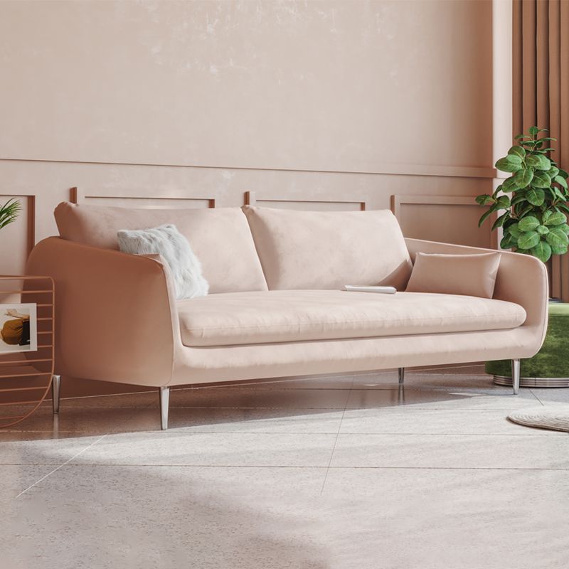 Loose Back Velvet Square Arm Contemporary Sofa with Slipcovered for Apartment Clearhalo 'furn' 'furn_sofas' 'Furniture' 'furniture_sofas' 'kitchen' 'kitchen_sofas' 'Living Room Furniture' 'Sofa' 'sofas' 1200x1200_c2ca67ea-0df2-46e1-9739-b1dfdfdc6981