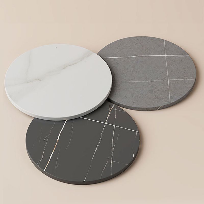 Modern Round Slate Side Table Pedestal Corner Table for Living Room