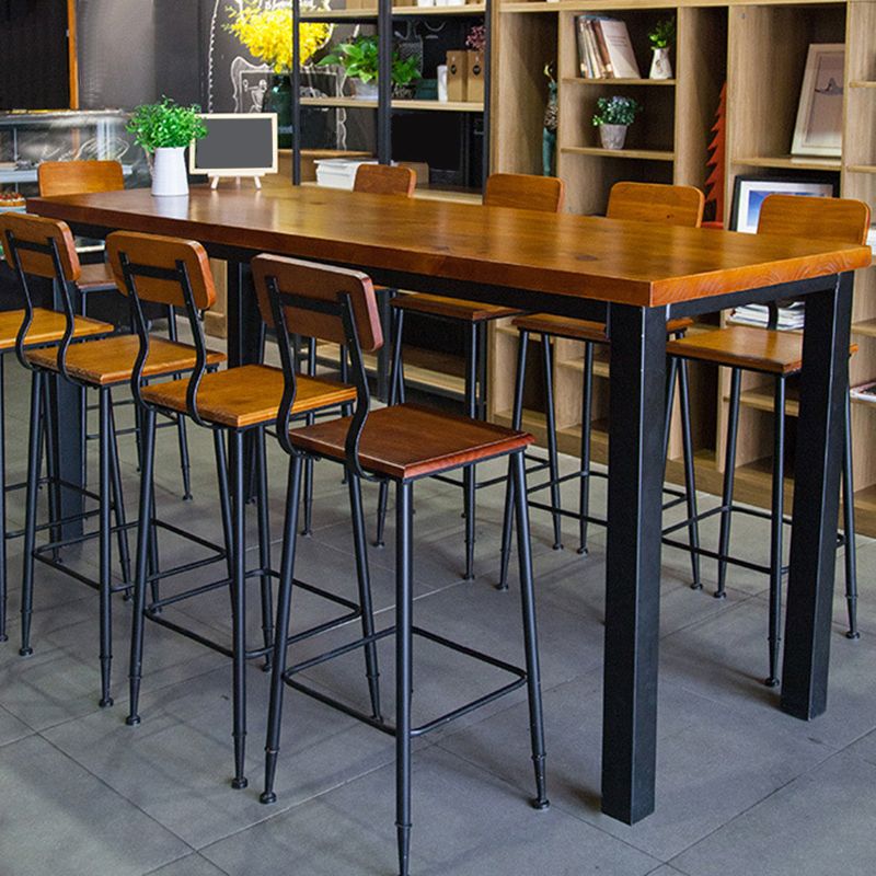 Wood Top Bar-height Table Black and Metal Legs Bar Table for Patio Use Clearhalo 'Bar Furniture' 'Bar Tables' 'bar_tables' 'furn' 'furn_bar_tables' 'Furniture' 'Kitchen & Dining Furniture' 1200x1200_c2cb37a6-8bab-4c39-9ef4-fea69e161d04