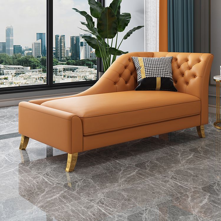 Glam Style Solid Color Genuine Leather Rolled Arms Chaise Chair with Tufted Clearhalo 'Chairs & Seating' 'Chaise Lounge' 'chaise_lounge' 'furn' 'furn_chaise_lounge' 'Furniture' 'Living Room Furniture' 1200x1200_c2cb41a6-f6b4-4033-802e-0d427566bdc1