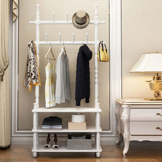 Traditioneller Kleidungsregal Massivholz Stativ getauchtes Börsenmantel Rack