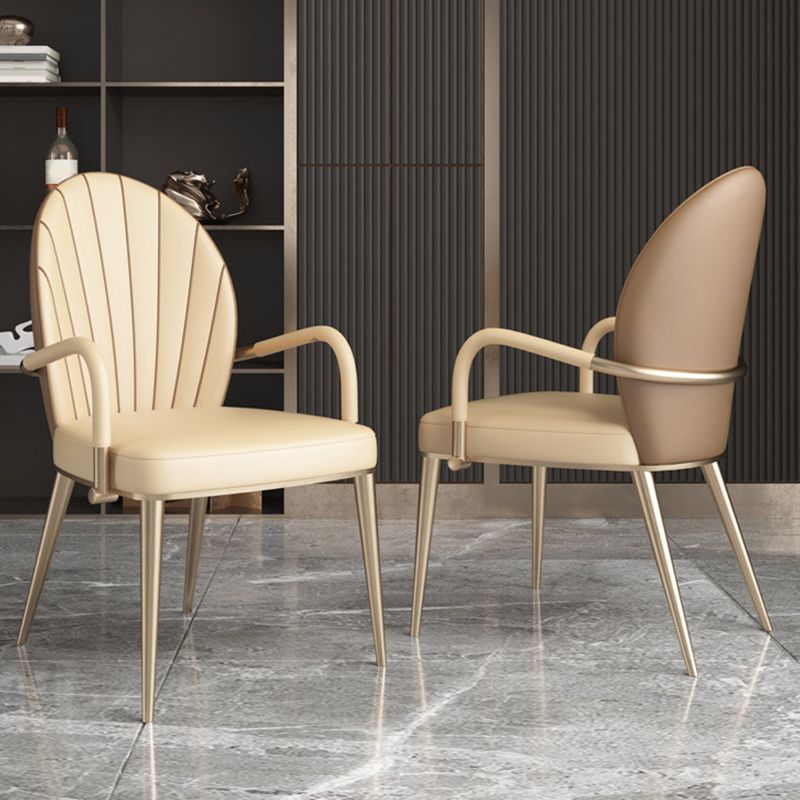 Upholstered Dining Chairs Beige Faux Leather Kitchen Dining Chairs