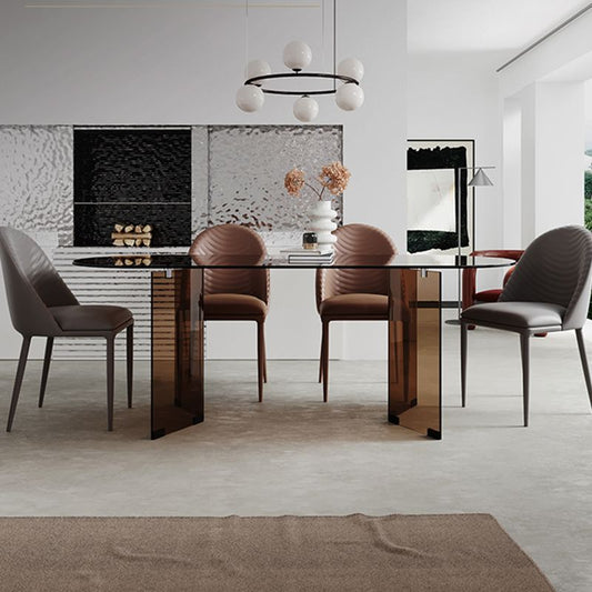 Clear Glass Contemporary Oval Table Glass Top Table with Double Pedestal Clearhalo ' dining_table' 'Dining Tables & Seating' 'Dining Tables' 'furn' 'furn_dining_table' 'Furniture' 'furniture_dining_table' 'Kitchen & Dining Furniture' 'kitchen&dining_furn' 'kitchen' 'kitchen_dining_table' 1200x1200_c2cc56ad-ea25-43dc-bc3e-bfdcf2dd8904
