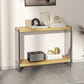 Contemporary Ash Console Accent Table with 2 Shelves for Hall