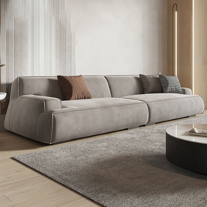 Grey Contemporary Leather Match Pillow Top Arm Standard Sofa for Living Room Clearhalo 'furn' 'furn_sofas' 'Furniture' 'furniture_sofas' 'kitchen' 'kitchen_sofas' 'Living Room Furniture' 'Sofa' 'sofas' 1200x1200_c2ce0d7b-3c50-4522-add1-1d444ab44dcf