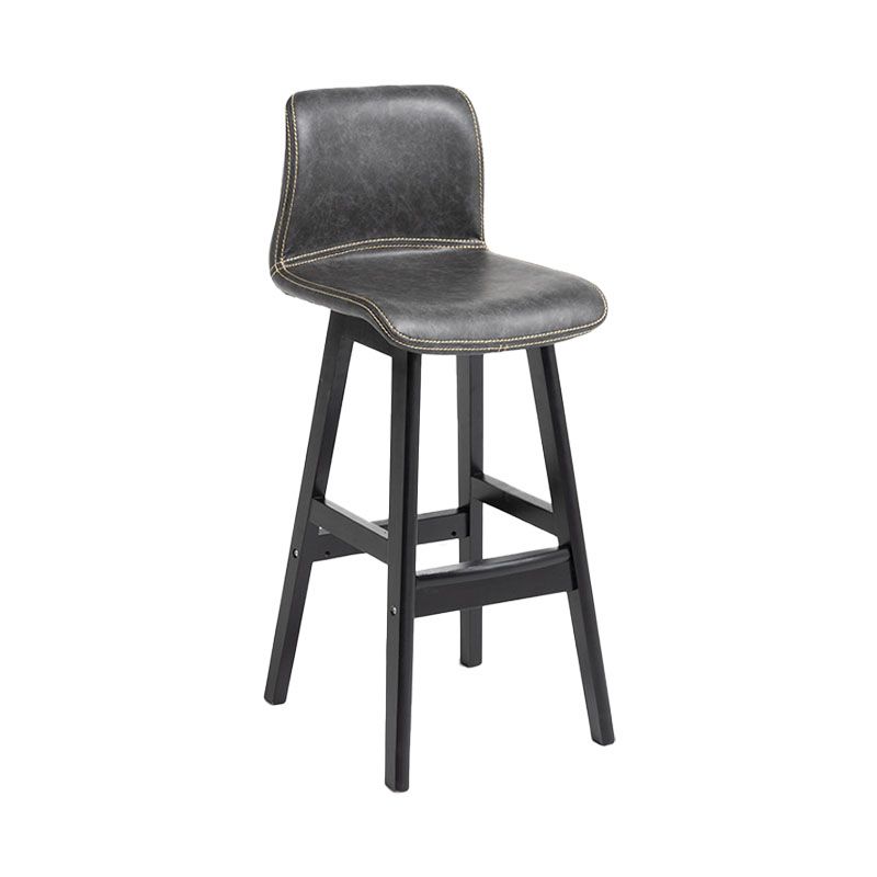 Scandinavian Rubberwood Home Stool Matte Finish Leather Barstool Clearhalo 'Bar Furniture' 'Bar Stools' 'bar_stools' 'Furniture' 'furniture_bar_stools' 'Kitchen & Dining Furniture' 1200x1200_c2ce2c3f-e9dd-4761-b60e-f1d82e01c619