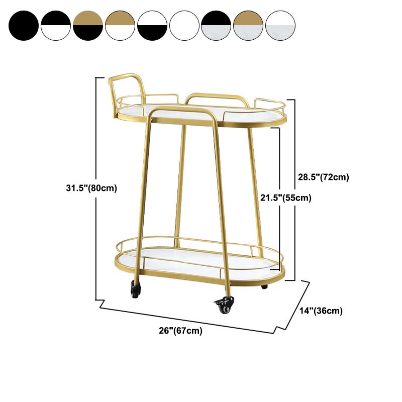 Modern Style Oval Prep Table Rolling Metal Prep Table for Home