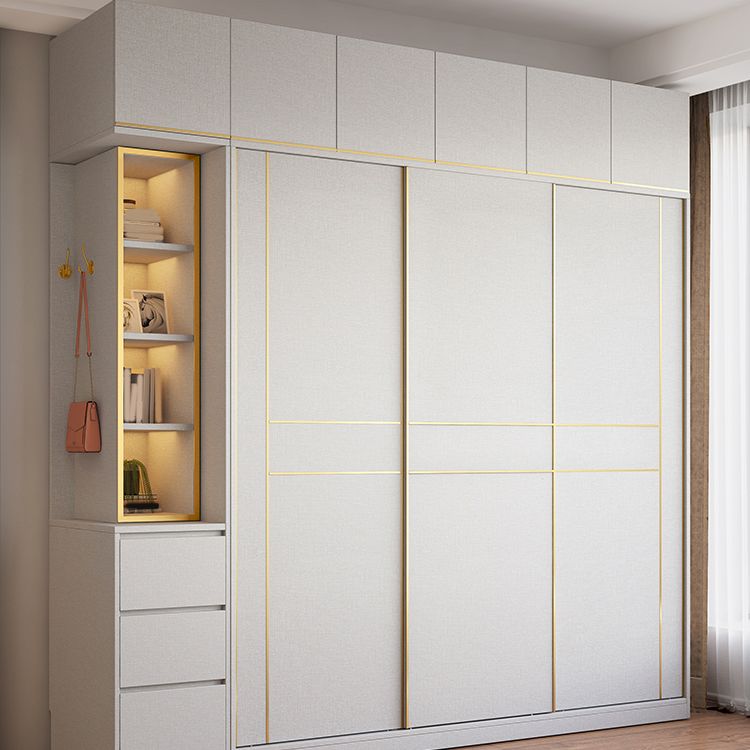 White Modern Style Wardrobe Cabinet Engineered Wood Wardrobe with Clothing Rod Clearhalo 'Armoires & Wardrobes' 'armoires_wardrobes' 'Bedroom Furniture' 'furn' 'furn_armoires_wardrobes' 'Furniture' 1200x1200_c2d114fd-01f0-4779-a503-32d6d01a3ce7