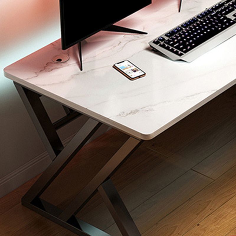 Escritorio de escritura de madera contemporánea escritorio de computadora antiguo con patas de metal