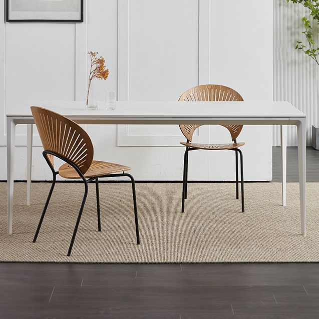 Contemporary Sintered Stone Standard Dining Set Rectangle Kitchen Dining Set in White Clearhalo 'Dining Room Sets' 'Dining Tables & Seating' 'dining_room_set' 'furn' 'furn_dining_room_set' 'Furniture' 'furniture_dining_room_set' 'Kitchen & Dining Furniture' 'kitchen&dining_furn' 'kitchen' 1200x1200_c2d32ec3-25ee-4bd8-bf86-83c8b68f541e