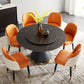 Modern Stone Round Table Standard Height Dining Room Table with Pedestal Base