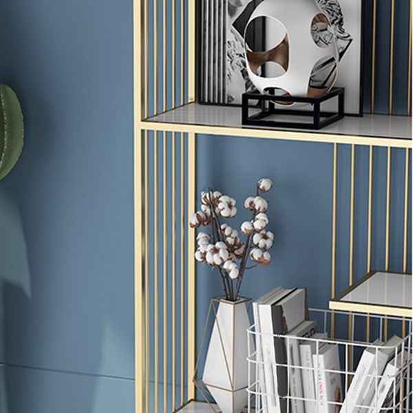 Open Vertical Etagere Bookshelf White Manufactured Wood Shelf Iron Frame Bookshelf Clearhalo 'Bookcases' 'furn' 'furn_bookcases' 'Furniture' 'furniture_bookcases' 'kitchen' 'kitchen_bookcases' 'Living Room Furniture' 'Office Furniture' 1200x1200_c2d60239-85ea-45df-a766-434fa8008d8f