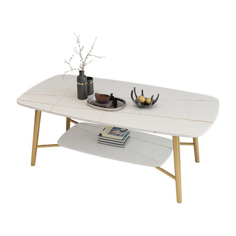 17.7"H Modern Ironcraft Cross Legs Slate Rectangular Table Top Coffee Table with Shelf Clearhalo 'Coffee & Accent Tables' 'Coffee Tables' 'coffee_tables' 'furn' 'furn_coffee_tables' 'Furniture' 'furniture_coffee_tables' 'Living Room Furniture' 1200x1200_c2d718d1-e519-4bfa-9bf8-0e81707bf513