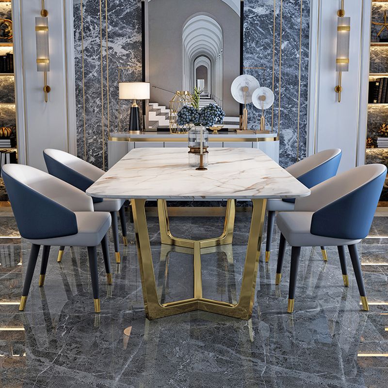 Sintered Stone White Tone Dining Table Glam Trestle Base Table for Dining Room Clearhalo ' dining_table' 'Dining Tables & Seating' 'Dining Tables' 'furn' 'furn_dining_table' 'Furniture' 'furniture_dining_table' 'Kitchen & Dining Furniture' 'kitchen&dining_furn' 'kitchen' 'kitchen_dining_table' 1200x1200_c2d895b4-1760-4cb4-8be1-67dcbea107a2